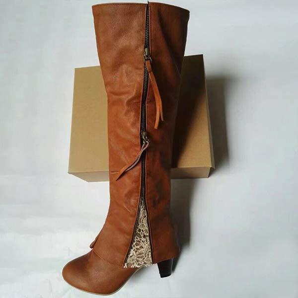 Valenzora – Vintage High-Heel-Stiefel mit klobigen Absätzen