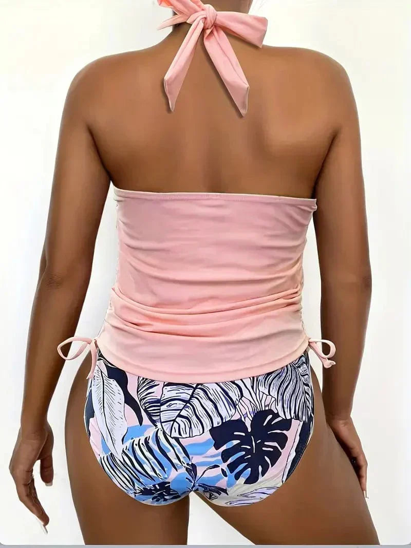 Kaye® | Beautiful tankini with random pattern and deep V-neck