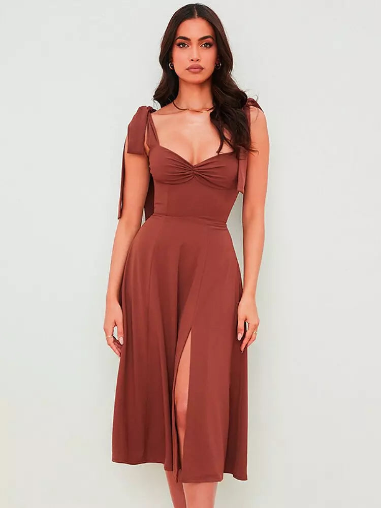 Valenzora | Backless Corset Korean Midi Dress for Women