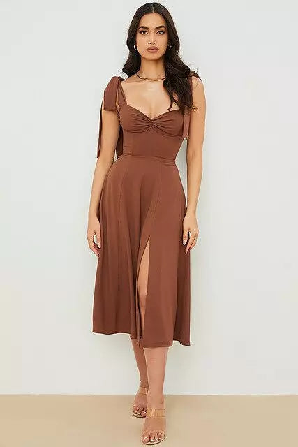 Valenzora | Backless Corset Korean Midi Dress for Women