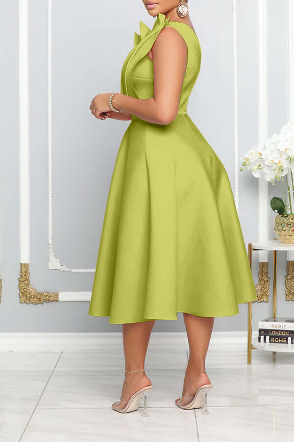 Valenzora | One-Shoulder Midikleid Elegante A-Linie Skulptierte Details Festliche Garderobe