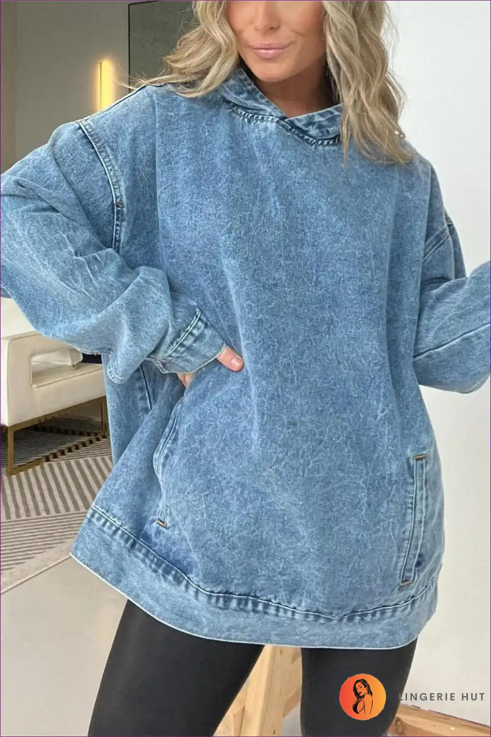 Valenzora | Stylisher lässiger Jeans-Hoodie – Mühelos cool