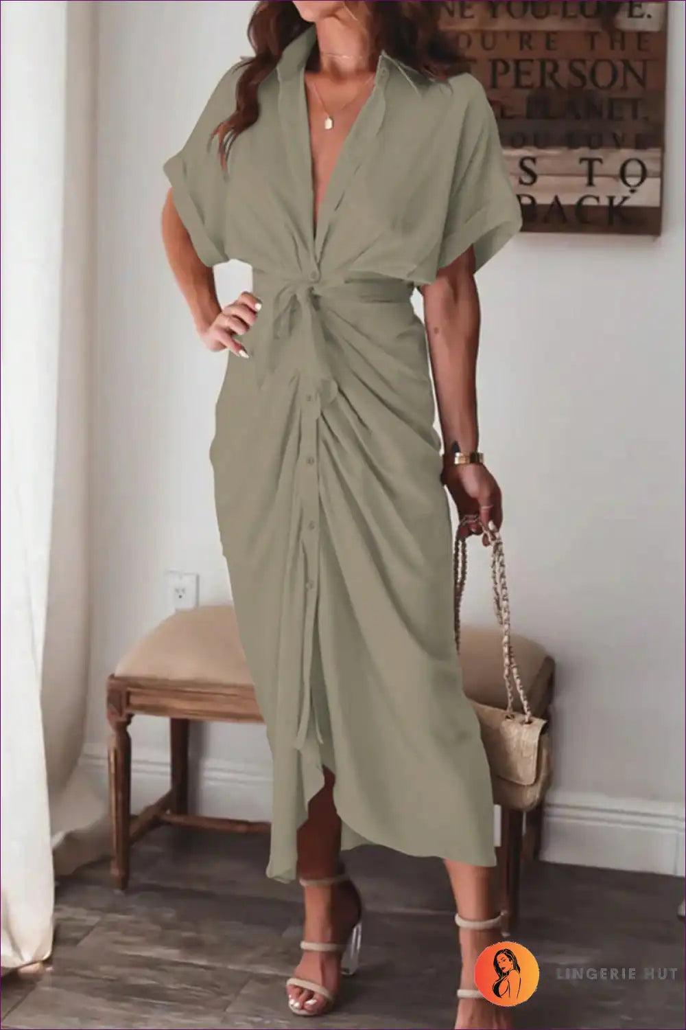 Valenzora | Elegant white draped midi dress - Timelessly chic