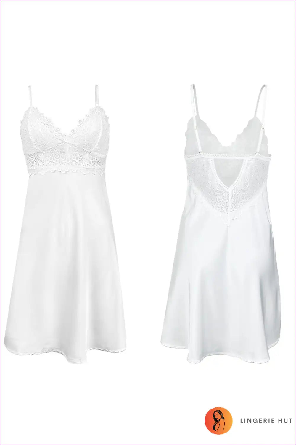 Valenzora | Elegant white satin nightdress - bridal lingerie