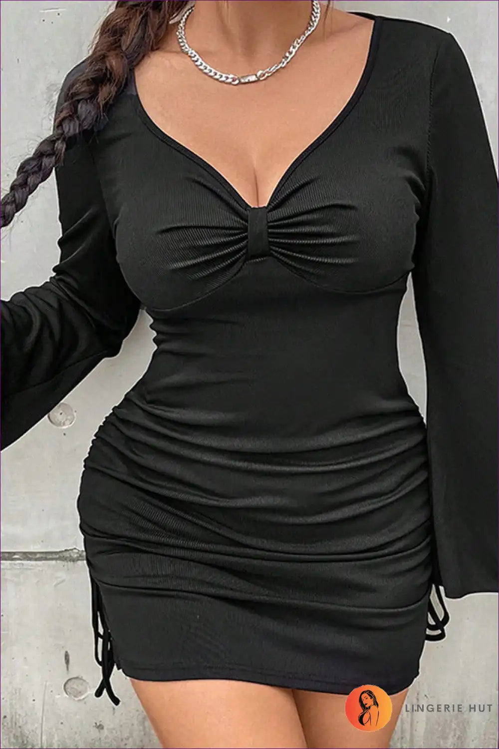 Valenzora | Plus Size V-Neck Ruched Dress - Elegance Redefined