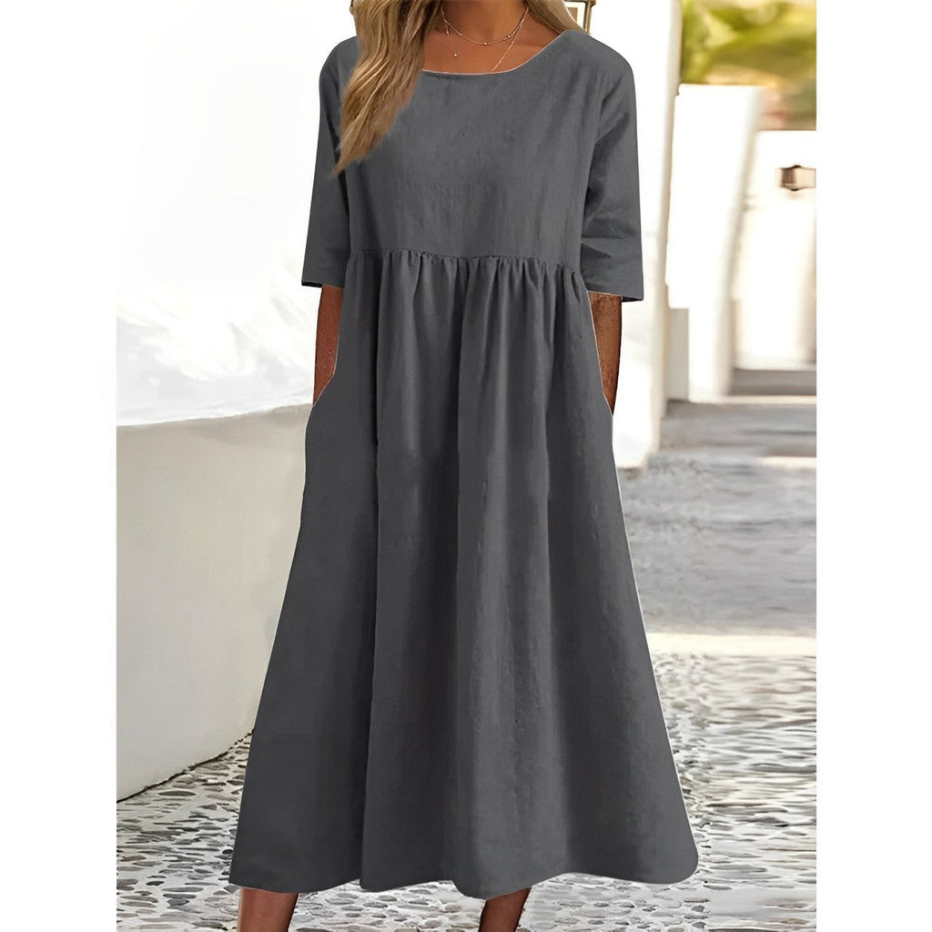 Valenzora | Breathable cotton linen midi dress