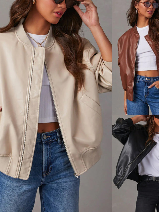 Valenzora | Lockere Lederjacke für Damen