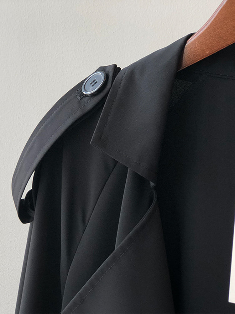 Valenzora | Elegant long trench coat briefcase with belt