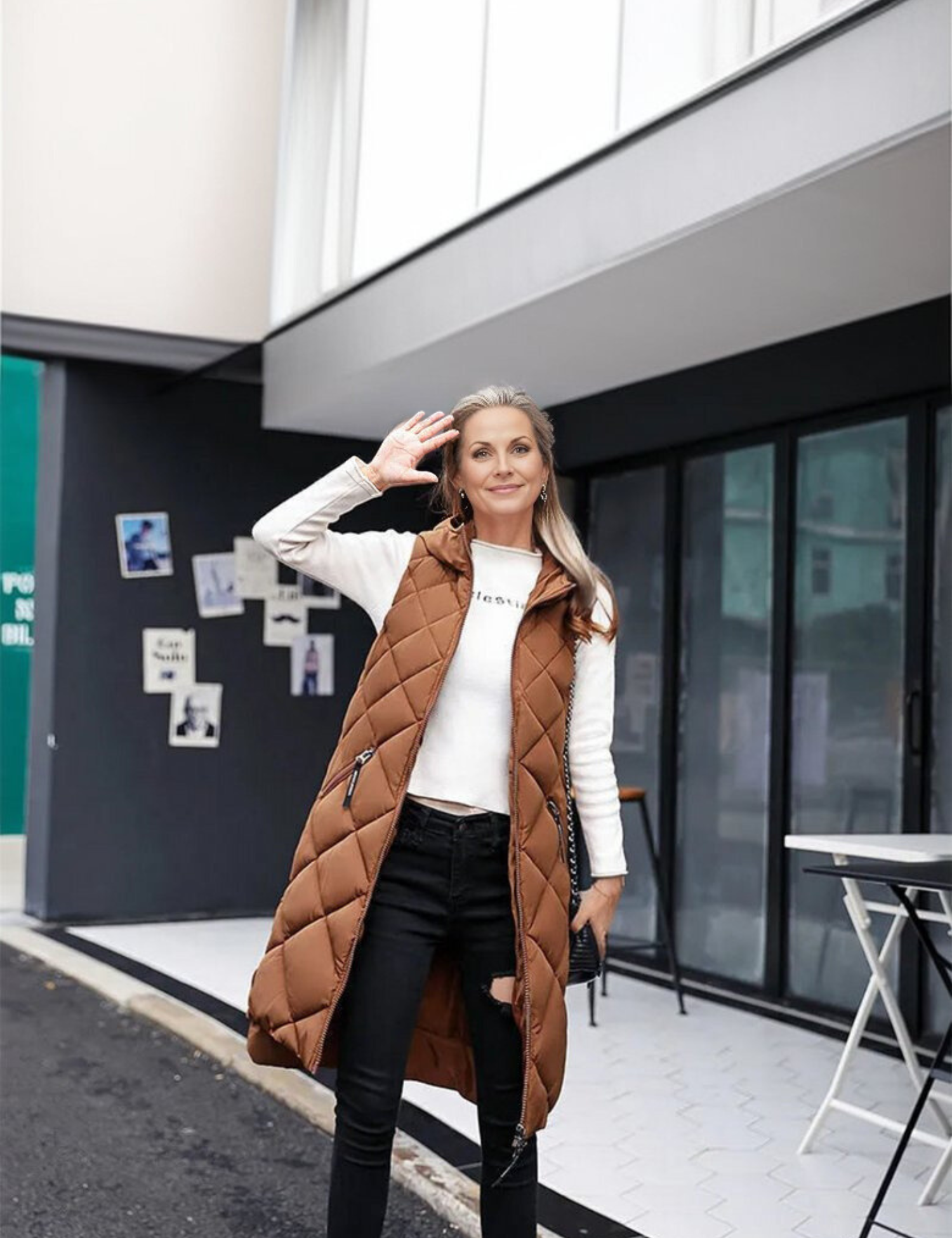 Valenzora | Elegante lange Steppweste für Damen