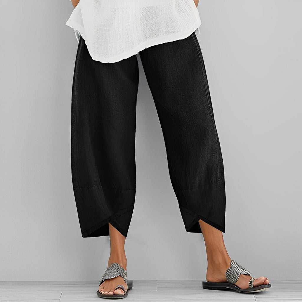 Valenzora | Trendy Wide Asymmetrical Linen Trousers for Women