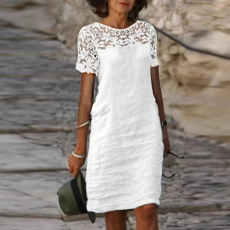 Valenzora | Blonde dress made of cotton and linen
