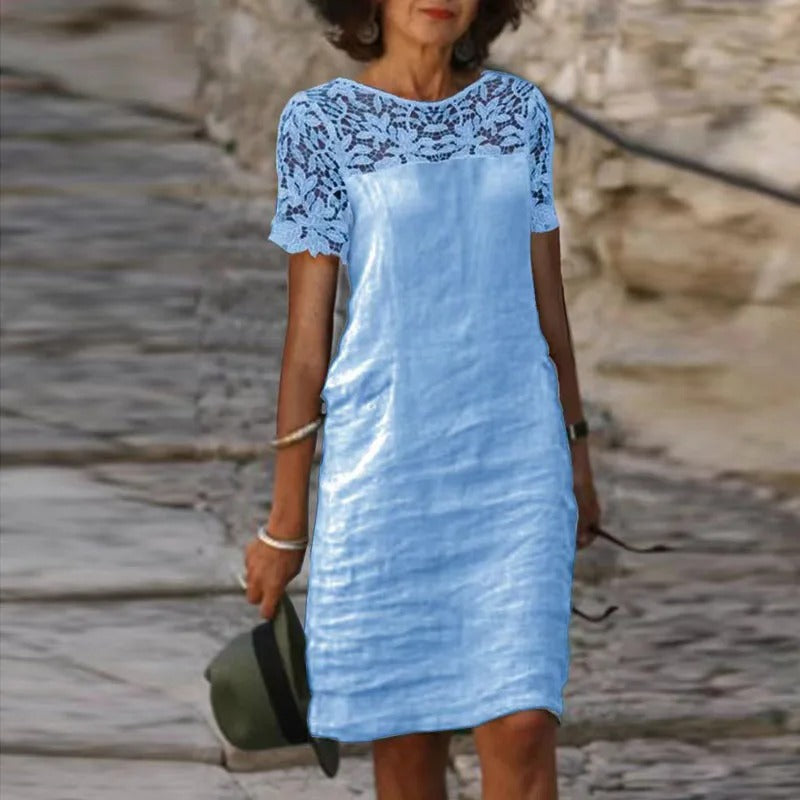 Valenzora | Blonde dress made of cotton and linen