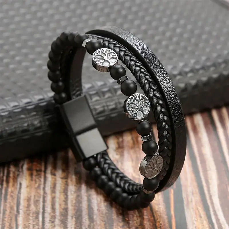 Valenzora | Antique-style leather bracelet with metal clasp