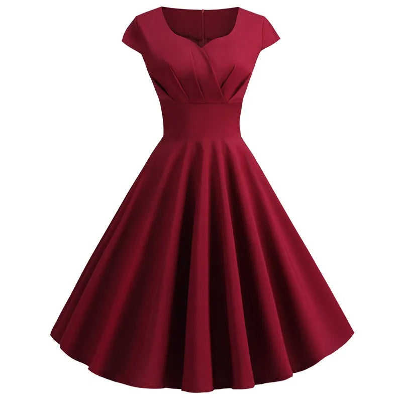 Valenzora | Vintage-Sommerkleid mit großem V-Ausschnitt, lockerer Passform und Rüschen