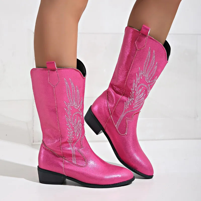 Valenzora – Cowboystiefel aus PU-Leder mit weichem Futter