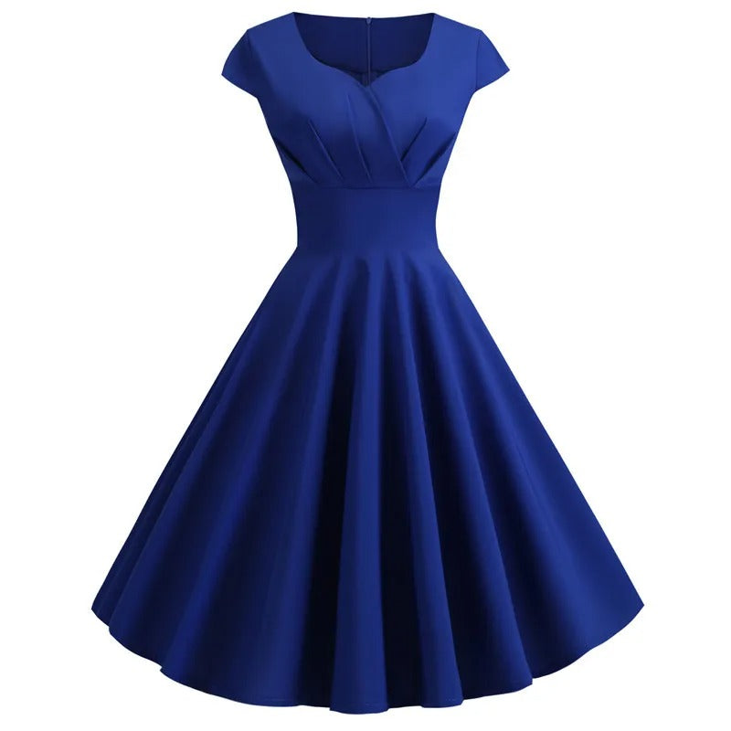 Valenzora | Vintage summer dress with a large V-neck, loose fit and ruffles