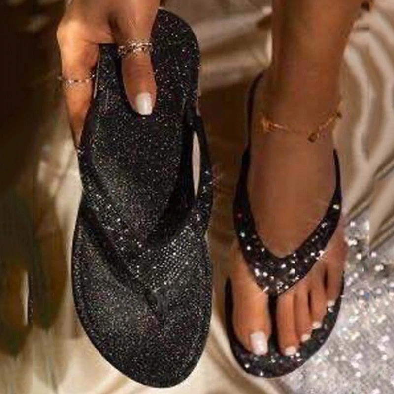 Valenzora | Luxuriöse Strand-Flip-Flops mit Strassdetails für Damen