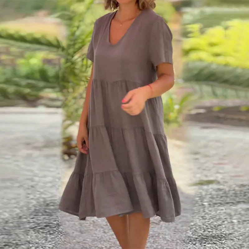 Valenzora | V-neck linen dress for women