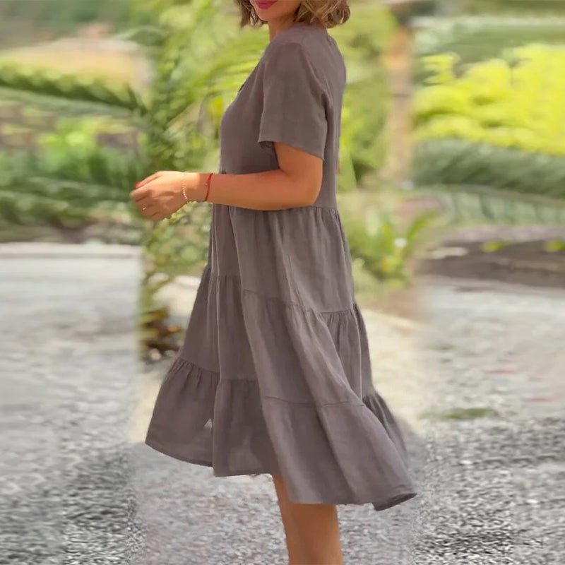 Valenzora | V-neck linen dress for women