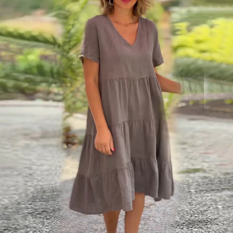 Valenzora | V-neck linen dress for women