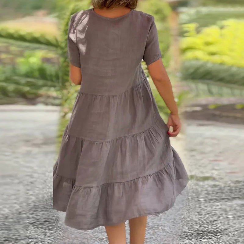 Valenzora | Elegantes Leinenkleid mit V-Ausschnitt für Damen