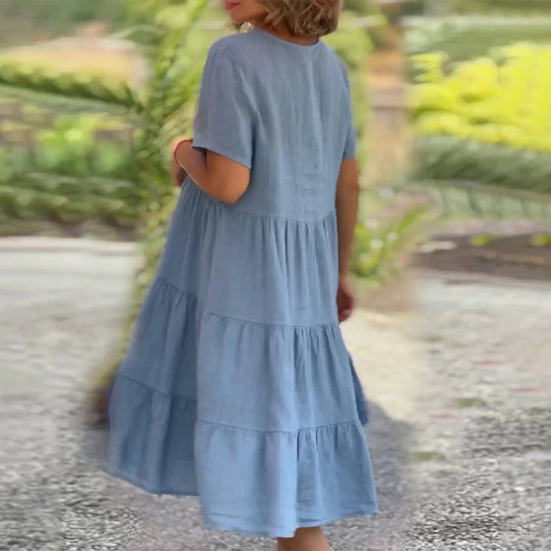 Valenzora | V-neck linen dress for women
