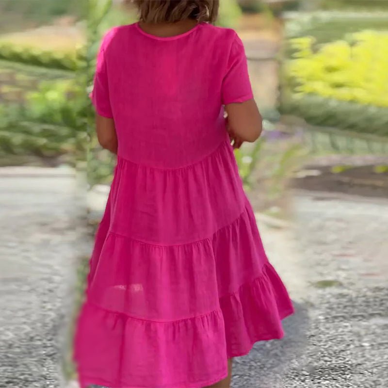 Valenzora | V-neck linen dress for women