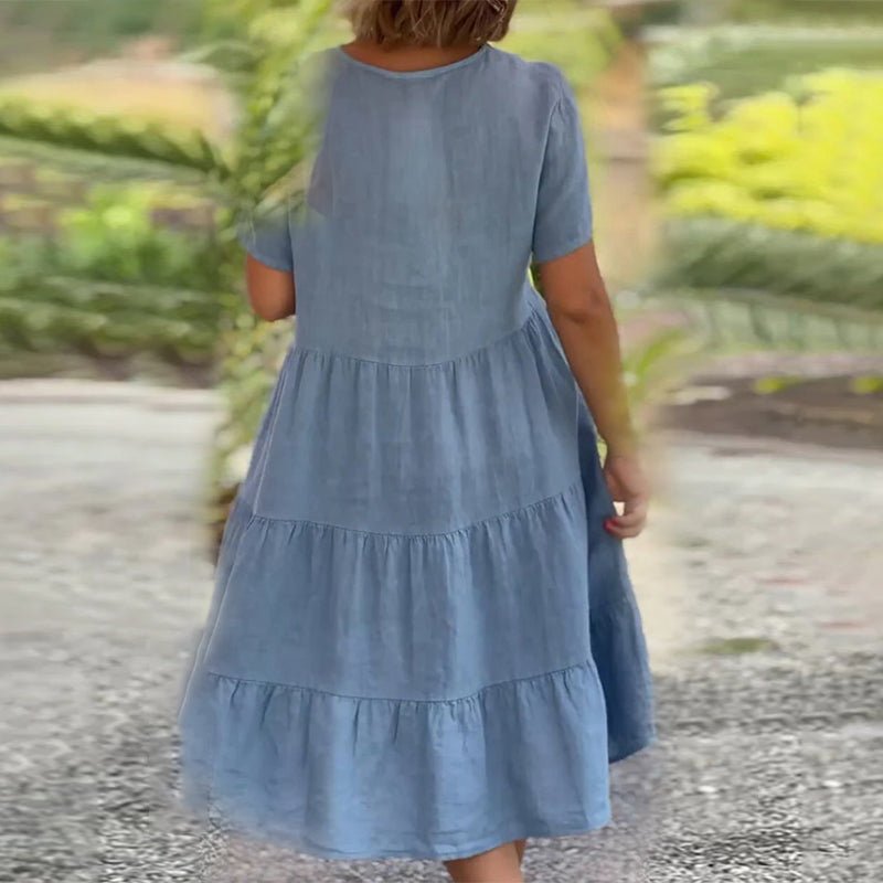 Valenzora | V-neck linen dress for women