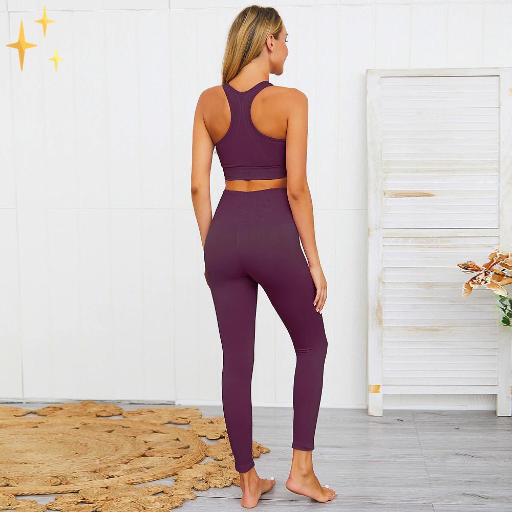 Valenzora | Farbenfrohes, stylishes zweiteiliges Sportset: Nahtlose Leggings und Sport-BH-Set