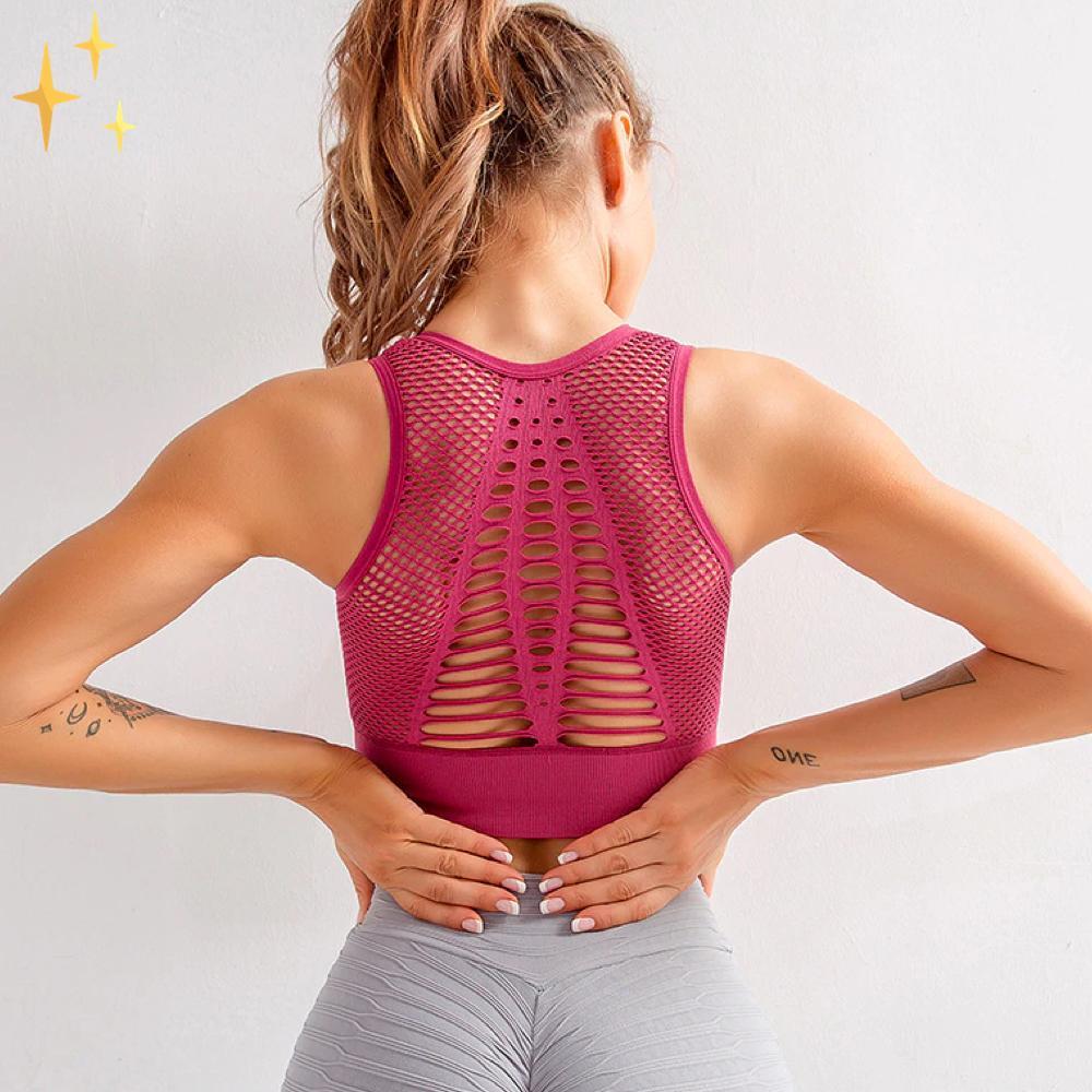 Valenzora | Sports bra top with crossed straps and mesh back made of airy, stretchy material