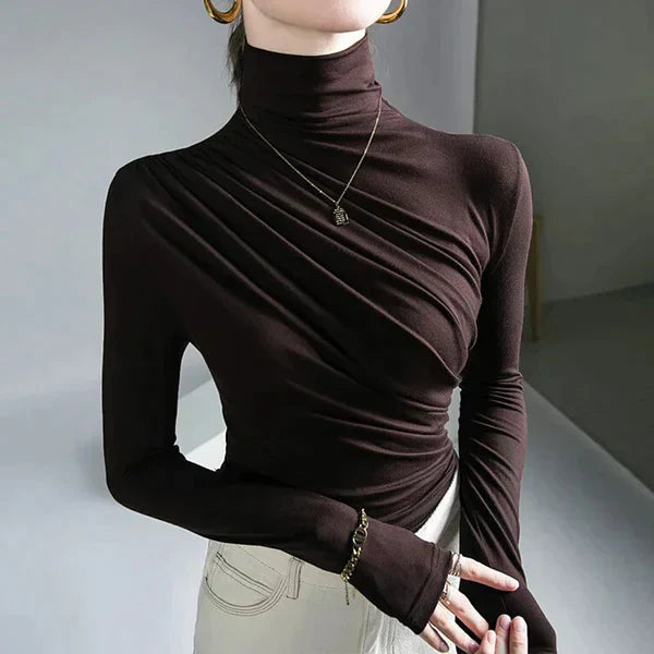 Pleated turtleneck sweater