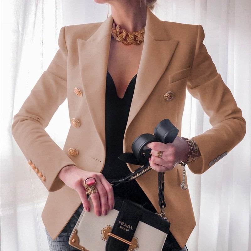 Valenzora Mode Solid Button Suit Jacket