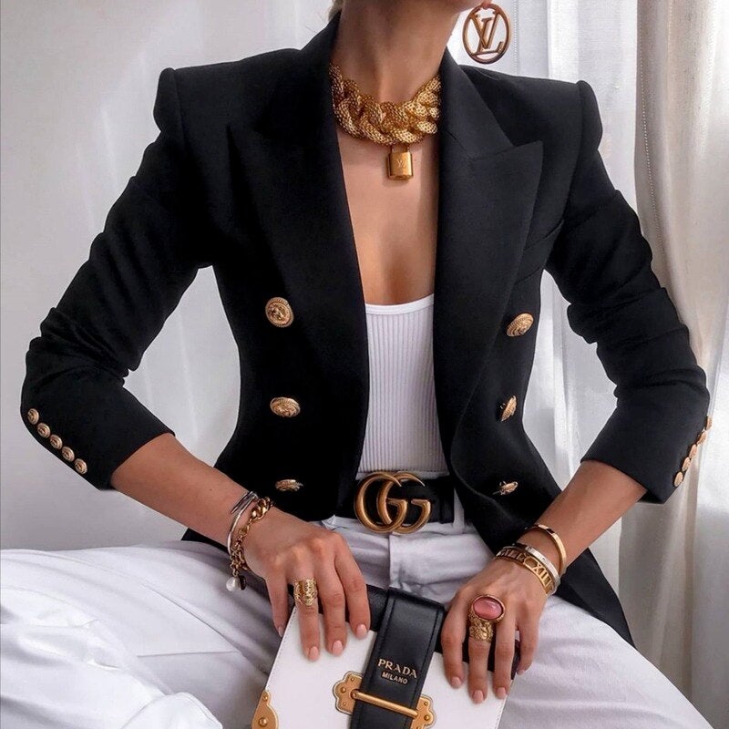 Valenzora Mode Solid Button Suit Jacket
