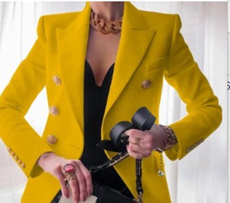 Valenzora Mode Solid Button Suit Jacket