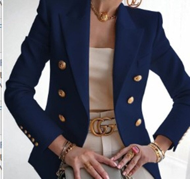 Valenzora Mode Solid Button Suit Jacket