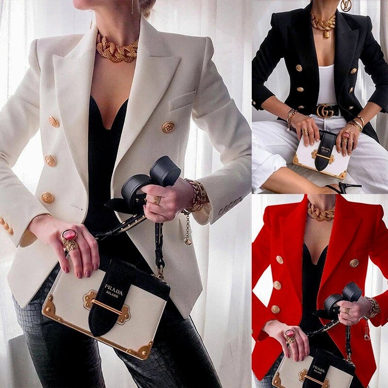 Valenzora Mode Solid Button Suit Jacket