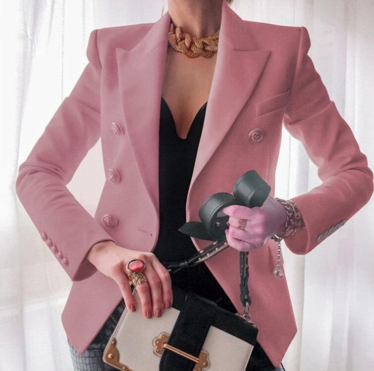 Valenzora Mode Solid Button Suit Jacket
