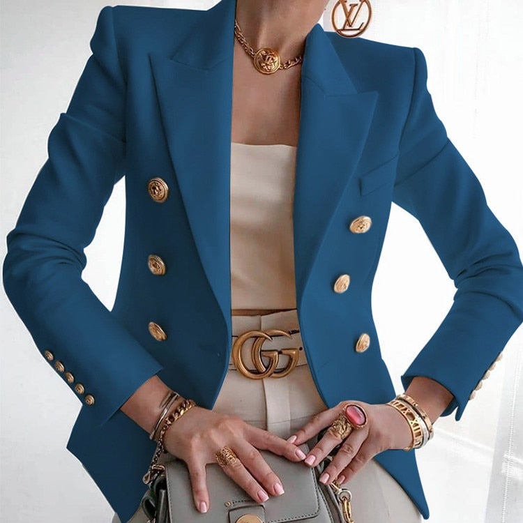 Valenzora Mode Solid Button Suit Jacket