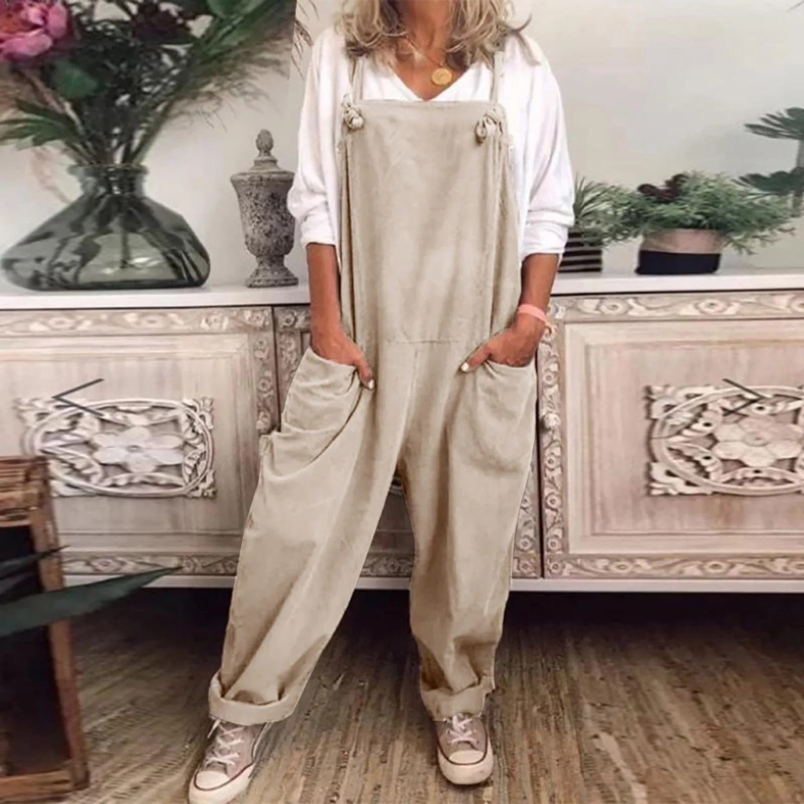 Jumpsuit aus locker gewebtem Polyester und Elasthan