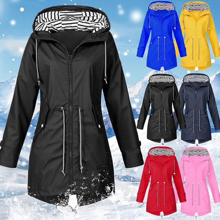Valenzora Stylische, wasserdichte Outdoor-Regenjacke mit Kapuze für Damen | Klassischer Stil & Ideal für Outdoor-Aktivitäten