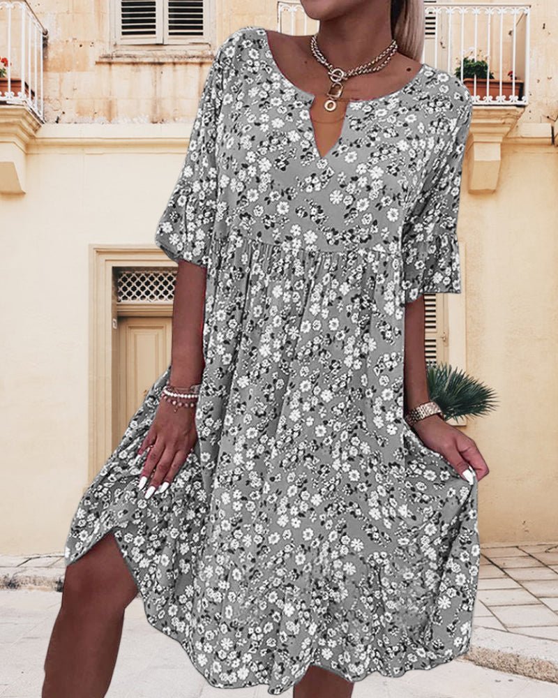 Valenzora | Floral print dress with a relaxed fit for women