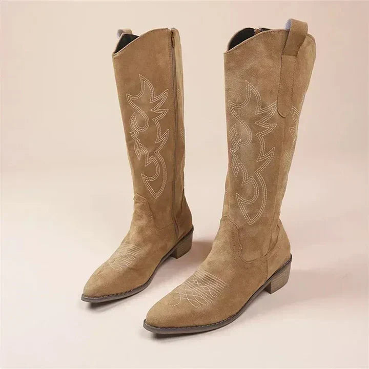 Valenzora | Cowboy-Stickerei für Damen mit niedrigem Absatz