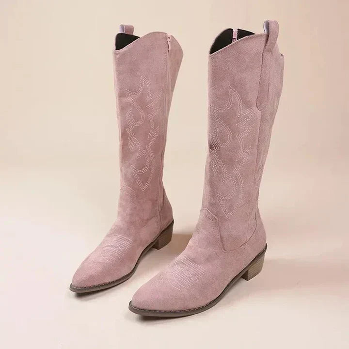 Valenzora | Cowboy-Stickerei für Damen mit niedrigem Absatz