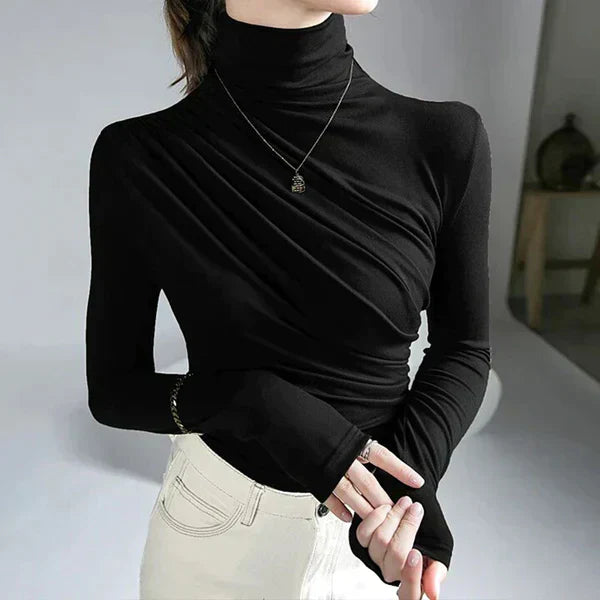 Pleated turtleneck sweater