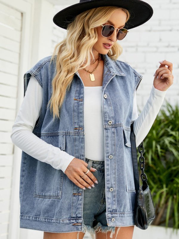 Valenzora | New denim vest, summer fashion trend, sleeveless denim vest