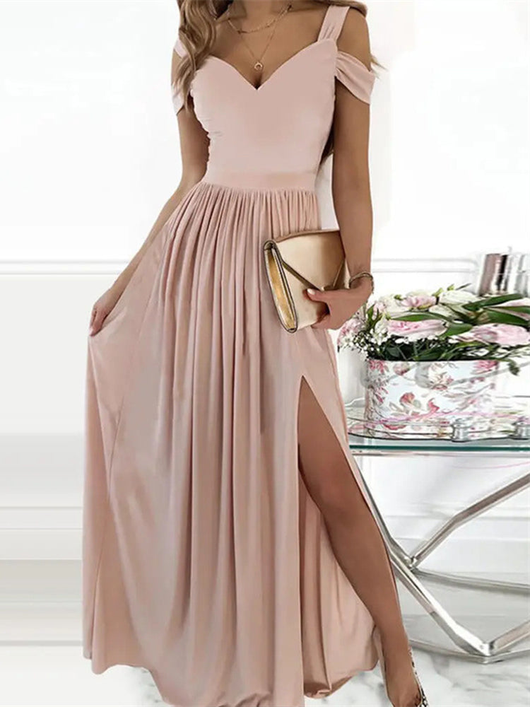 Valenzora | Elegant Off-Shoulder Office Long Dress for Women