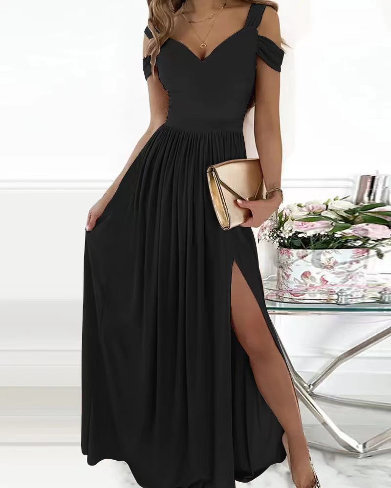 Valenzora | Elegant Off-Shoulder Office Long Dress for Women