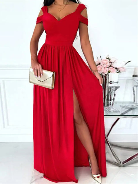 Valenzora | Elegant Off-Shoulder Office Long Dress for Women