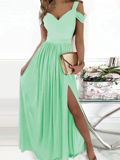 Valenzora | Elegant Off-Shoulder Office Long Dress for Women