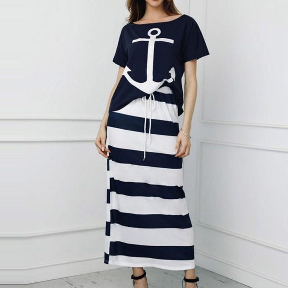Valenzora | Off-Shoulder Top and Skirt Dress Batwing Sleeves